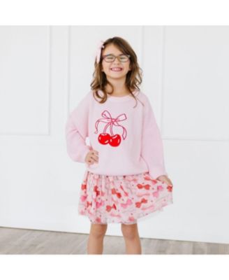 Girls' Cherry Coquette Knit Sweater- Baby, Little Kid