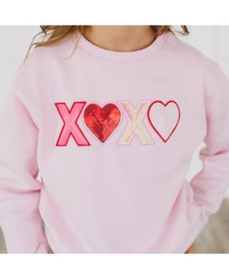 Girls' XOXO Sequin Patch Valentine's Day Sweatshirt - Big Kid
