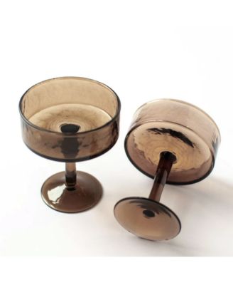 Handblown Hammered Coupe Cocktail Glasses, Set of 4