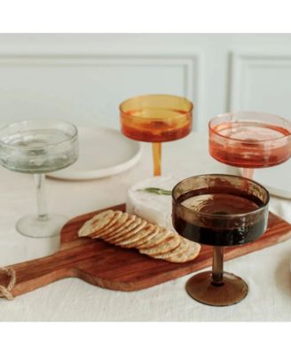 Handblown Hammered Coupe Cocktail Glasses, Set of 4