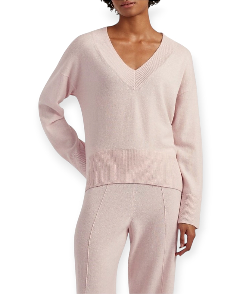Chinti & Parker Women's V Neck Wool Cashmere Slouchy Lightweight Sweater