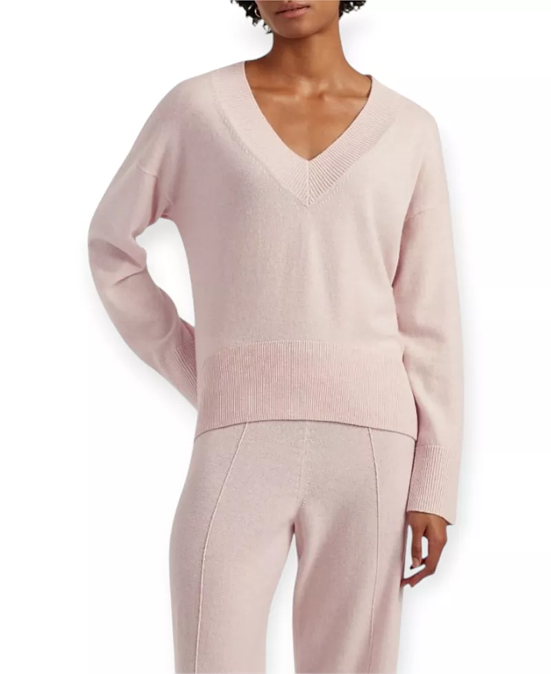 Chinti & Parker Women's V Neck Wool Cashmere Slouchy Lightweight Sweater