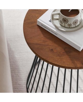 Valeo Round Wood and Metal Side Table