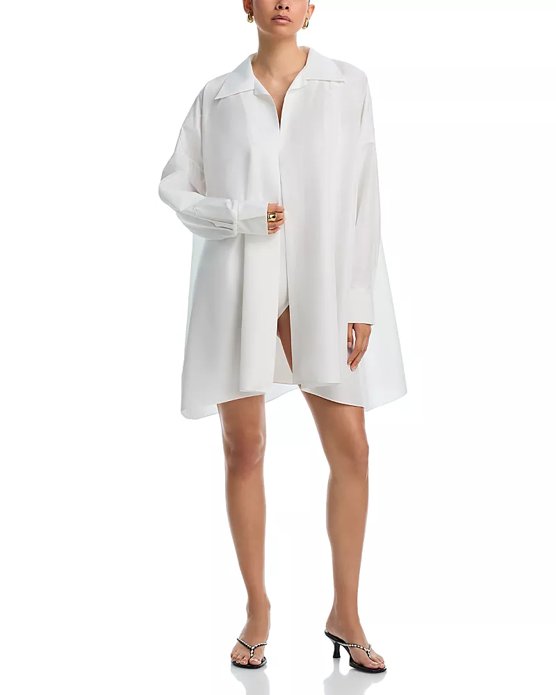 Norma Kamali Super Oversized Shirt Dress Swim Cover-Up