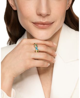 Renaissance&reg; Color Ring in 18K Yellow Gold with Turquoise, Tsavorite and Tanzanite, 9.9mm