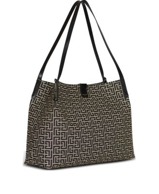  Medium Release Shopper Bag in Monogram Jacquard and Calfskin Leather