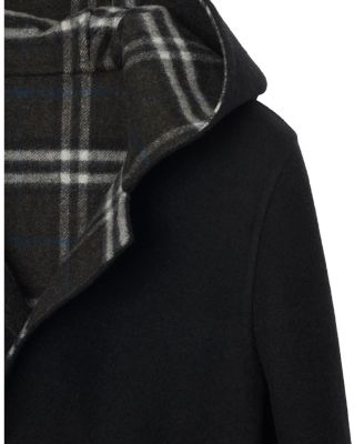 Reversible Wool Hooded Wrap Coat