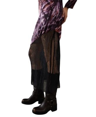 Column Lace Panel Midi Dress