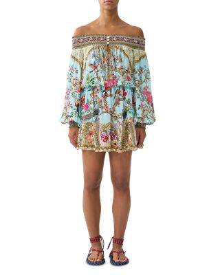 Silk Off The Shoulder Mini Dress