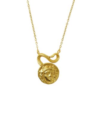 Ottoman Hands Gorgon Medusa Pendant Necklace In Gold