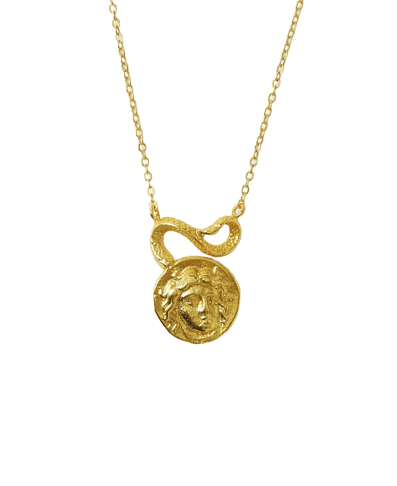 Ottoman Hands Gorgon Medusa Pendant Necklace In Gold