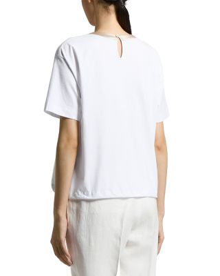 Satin Neck Gathered Hem Tee
