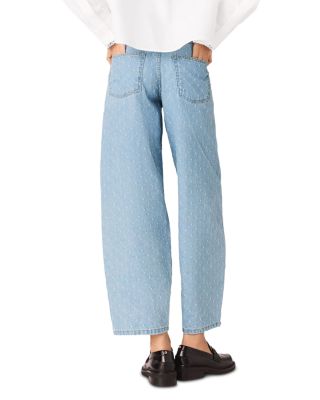Textured Balloon Jeans in Blue Sky