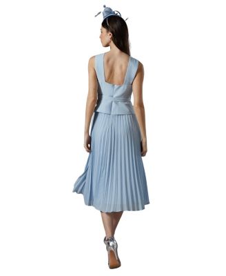 Petite Cross Over Pleated Midi Dress
