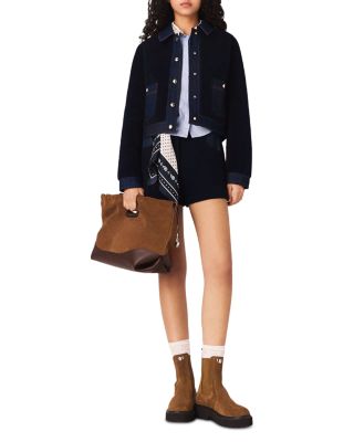  Boucl&eacute; & Denim Detail Jacket