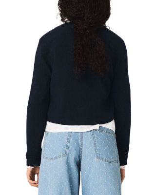 Bow Jewelry Button Wool Cardigan