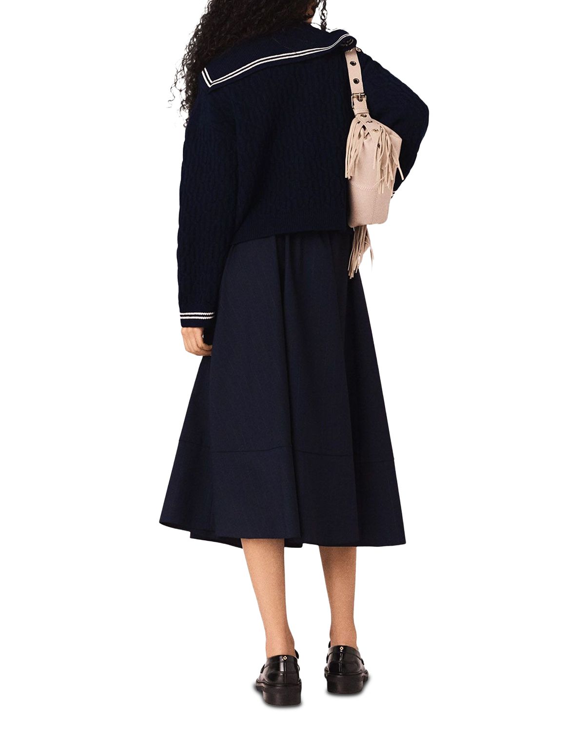 Striped Tailored Midi Skirt thumbnail 3