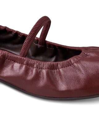 Women's Buffy Ruched Leather Ballet Flats