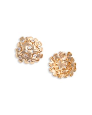 Cubic Zirconia Flower Cluster Button Earrings 