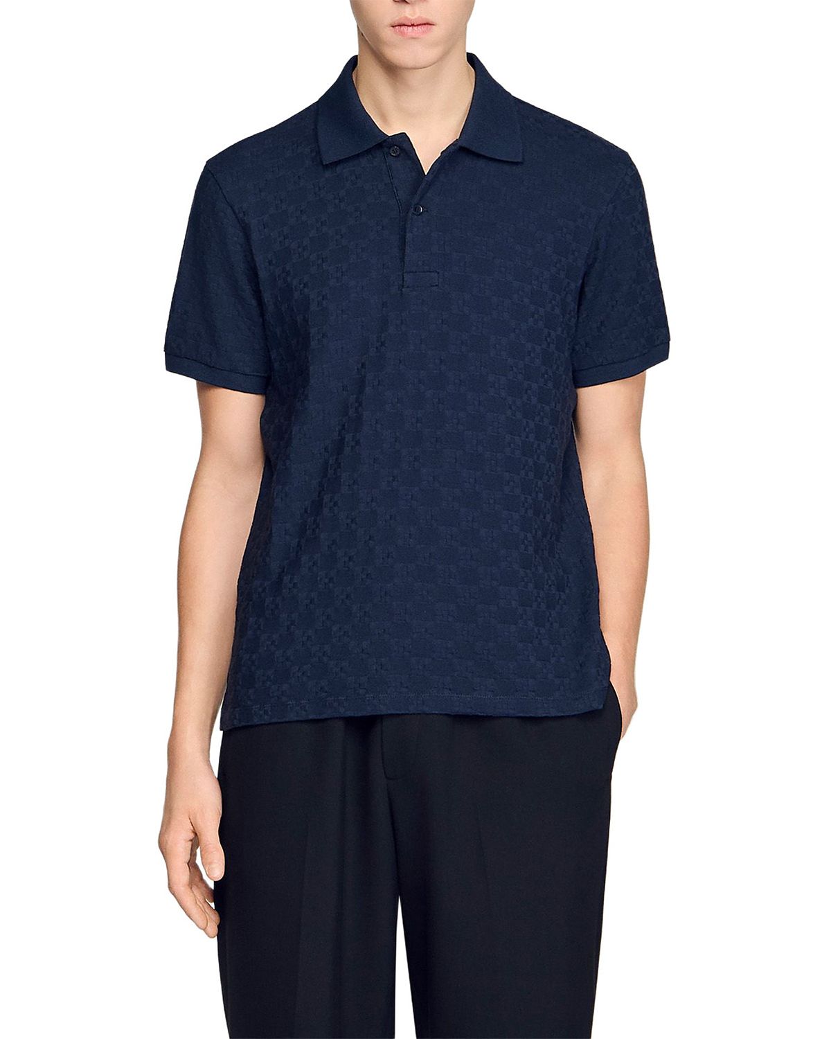 Sandro Square Cross Jacquard Polo Shirt