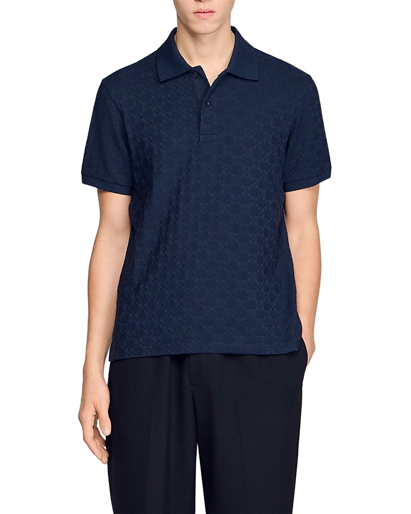 Sandro Square Cross Jacquard Polo Shirt