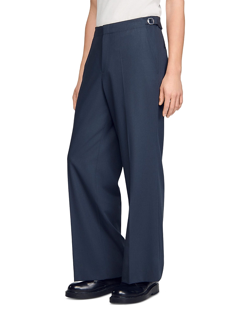 Sandro Wide Leg Boucle Wool Trousers