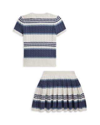 Girls' Striped Cable Sweater & Skirt Set - Little Kid