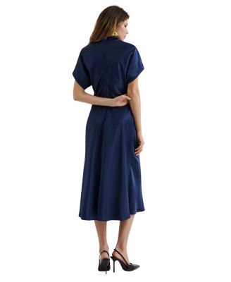 Alivia Short Sleeve Satin Midi Dress