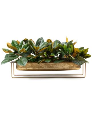 Magnolia Leaves in Brass Pot on Stand Arrangement
