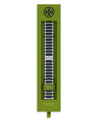 Kira Square Stainless Steel & Navy Silicone Band for Apple Watch&reg;, 38/40/41/42mm and 42/44/45/46/49mm