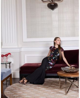  Crepe Mermaid Gown With Floral Embroidery