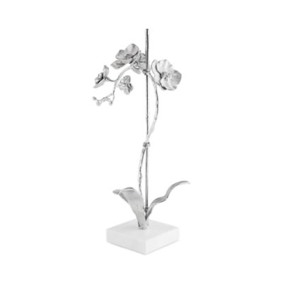 Silver Orchid Stem Sculpture - Small