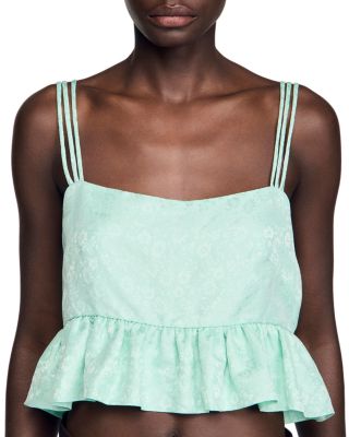 Ruffled Jacquard Crop Top