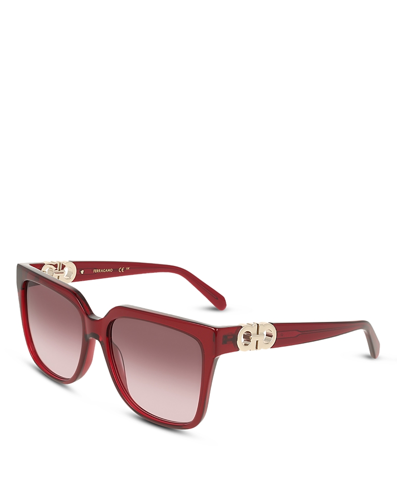 Ferragamo Gancini Hinge Square Sunglasses, 58mm