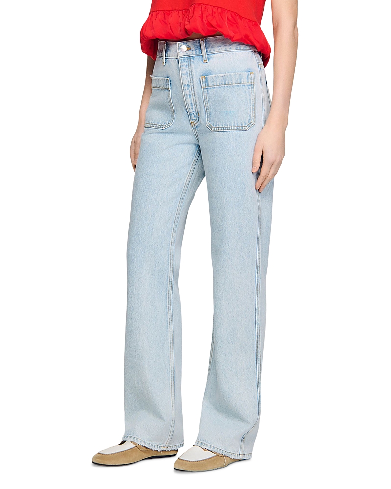 Sandro Straight Leg Jeans in Light Blue Jean