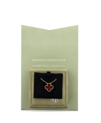  Vintage Alhambra Pendant Necklace 18K Gold and Carnelian, 14.5 - 16.25"