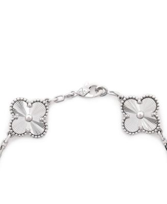  Vintage Alhambra 5 Motifs Bracelet Guilloche 18K White Gold