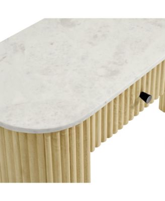  Caldera 42" Curved Solid Wood and Marble Console Table