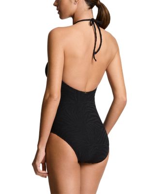Ring High Neck Halter One Piece Swimsuit