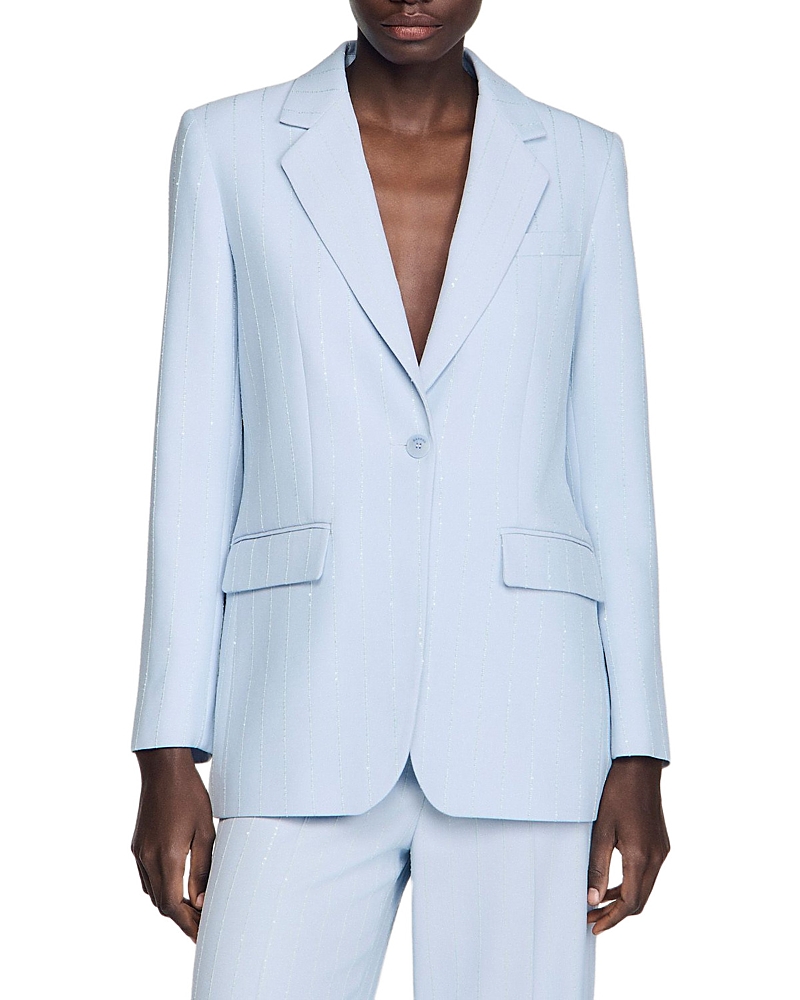 Sandro Sequin Stripe Suit Jacket