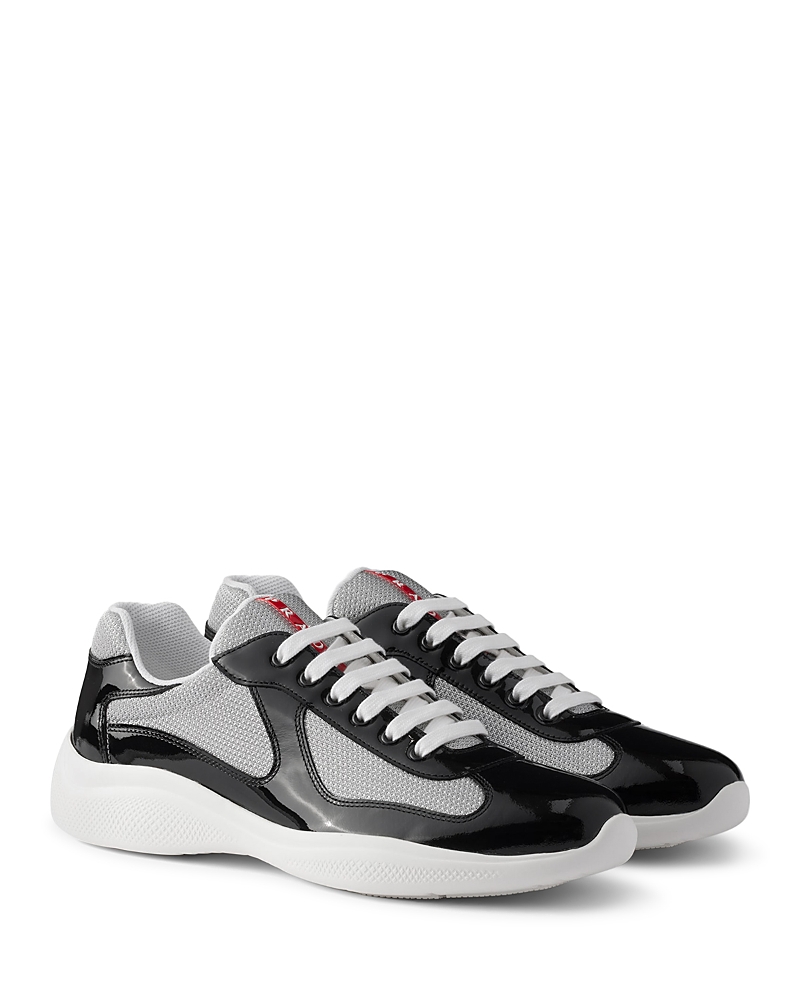 Prada Men's America's Cup Sneakers Patent Leather And Technical Fabric in Charcoal