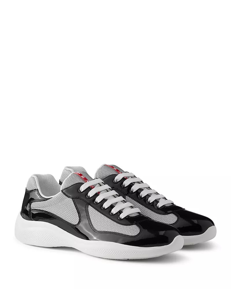Prada Men's America's Cup Sneakers Patent Leather And Technical Fabric in Charcoal