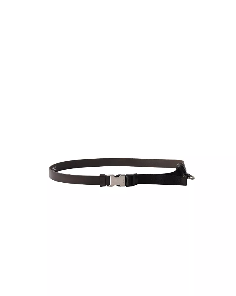 Prada Leather And Woven Nylon Tape Belt