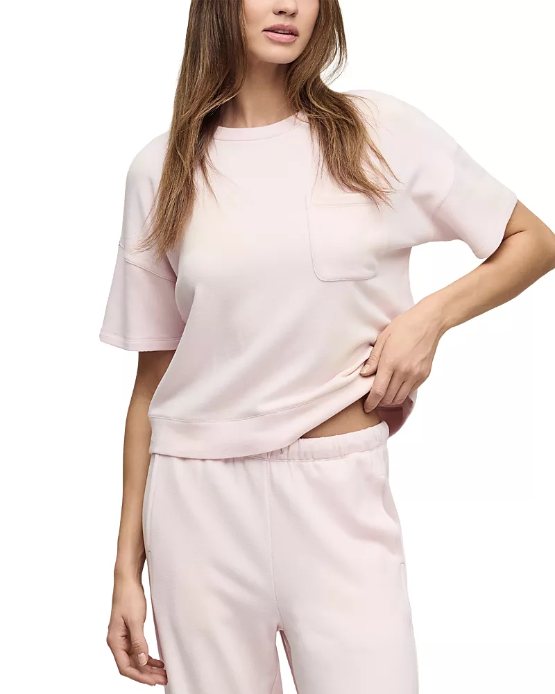 Barefoot Dreams Brushed Fleece Short Sleeve Dropped Shoulder Pullover Top