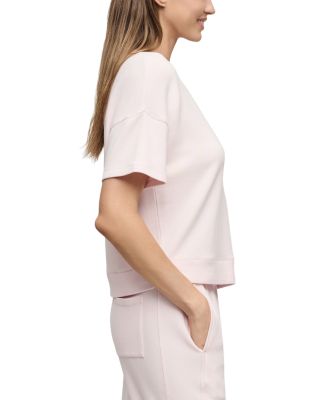 Brushed Fleece Short Sleeve Dropped Shoulder Pullover Top