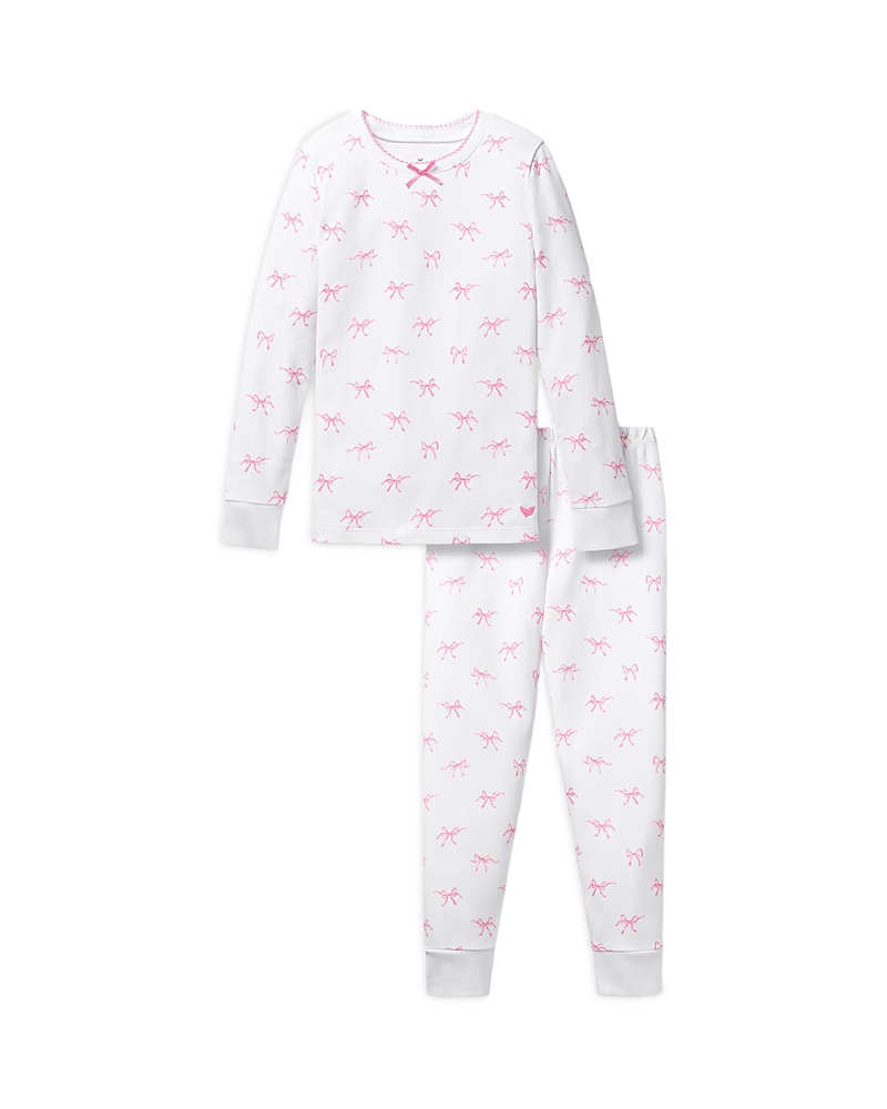 Petite Plume Girls' Blushing Bows Pima Snug Fit Pajama Set - Little Kid, Big Kid