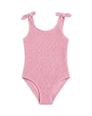 Girls' Crinkled One Piece Swimsuit With Bow Straps - Little Kid, Big Kid