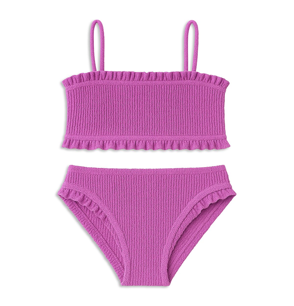 Limeapple Girls' Crinkled Ruffled Bandeau Two Piece Swimsuit - Big Kid