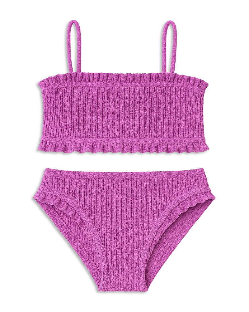 Limeapple Girls' Crinkled Ruffled Bandeau Two Piece Swimsuit - Big Kid