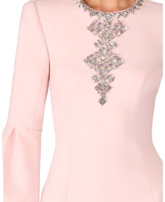Margoni Bell-Sleeve Embellished Midi Dress